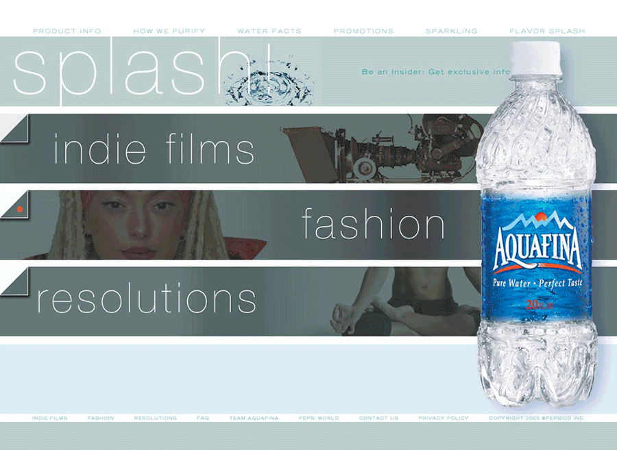 Aquafina website